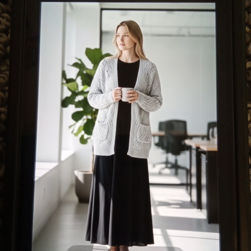 Silverflint Cozy Knit Open Womens Cardigan Long Sleeves Cabin Core Sz Xs